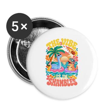 Sunset Dinosaurier Die Stimmung ist im Chaos - Buttons groß 56 mm (5er Pack) - Weiß - Vorne