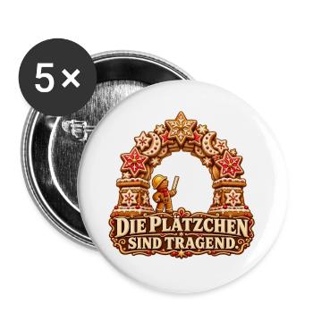 Tragende Plätzchen - Buttons groß 56 mm (5er Pack) - Weiß - Vorne