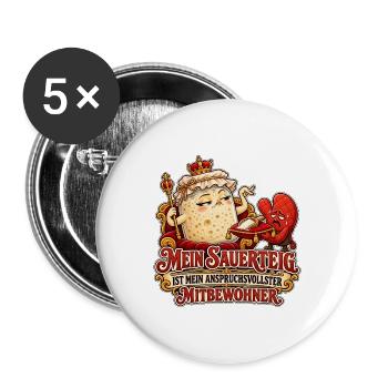 Sauerteig als Mitbewohner - Buttons groß 56 mm (5er Pack) - Weiß - Vorne