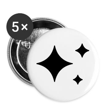 Funkelnde Sterne - Glitzer - Buttons groß 56 mm (5er Pack) - Weiß - Vorne