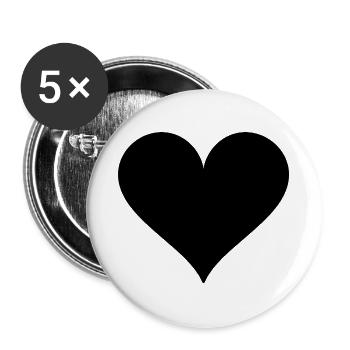Herz - schlicht - Buttons groß 56 mm (5er Pack) - Weiß - Vorne