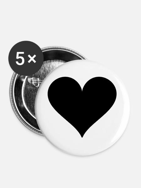 Herz - schlicht - Buttons groß 56 mm (5er Pack) - Weiß