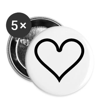 Herz Umriss - schlicht - Buttons groß 56 mm (5er Pack) - Weiß - Vorne