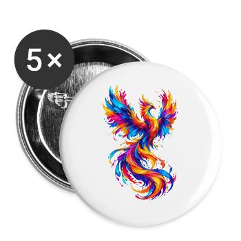 Chromatischer Phönix - Buttons groß 56 mm (5er Pack) - Weiß - Vorne