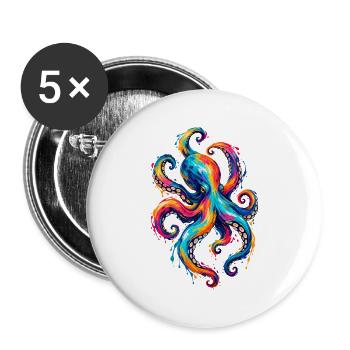 Prismatischer Oktopus - Buttons groß 56 mm (5er Pack) - Weiß - Vorne