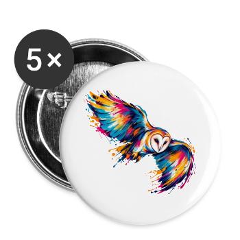 Chromatische Schleiereule - Buttons groß 56 mm (5er Pack) - Weiß - Vorne