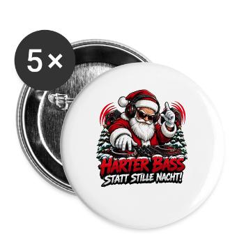 Harter Bass Santa Remix - Buttons groß 56 mm (5er Pack) - Weiß - Vorne
