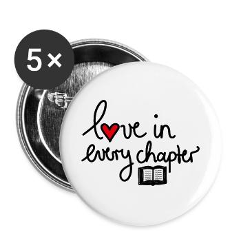 Love in Every Chapter – Design für Bücherliebe - Buttons groß 56 mm (5er Pack) - Weiß - Vorne