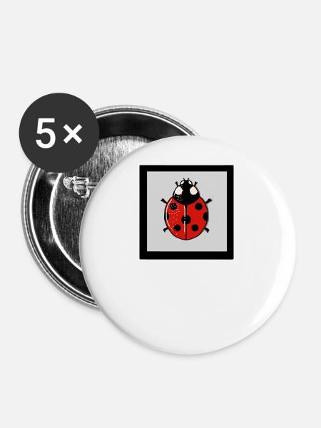 Cartoon-rote Marienkäfer - Buttons groß 56 mm (5er Pack) - Weiß