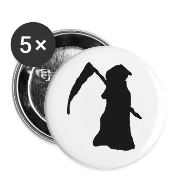 Weiblicher Tod mit Sense – schwarze Silhouette - Buttons groß 56 mm (5er Pack) - Weiß - Vorne