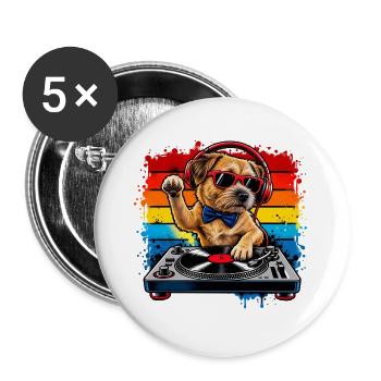 Paw DJ Rainbow Beat - Buttons groß 56 mm (5er Pack) - Weiß - Vorne
