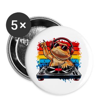 Bearded Dragon DJ Rainbow Vibes - Buttons groß 56 mm (5er Pack) - Weiß - Vorne