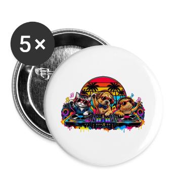 Palm Party DJ Pals - Buttons groß 56 mm (5er Pack) - Weiß - Vorne
