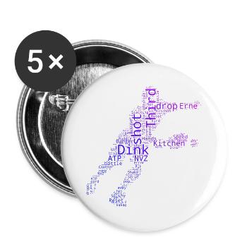 Pickleball Profi Geschenk für Pickleballspiel Fans - Buttons groß 56 mm (5er Pack) - Weiß - Vorne