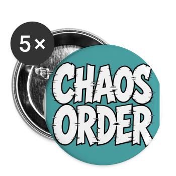 Chaos Order: Comic-Typografie - Buttons groß 56 mm (5er Pack) - Weiß - Vorne