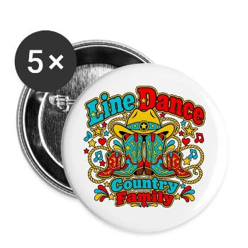 Line Dance Country Familie - Buttons groß 56 mm (5er Pack) - Weiß - Vorne