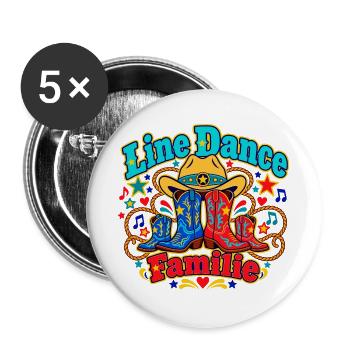 Line Dance Familie - Buttons groß 56 mm (5er Pack) - Weiß - Vorne