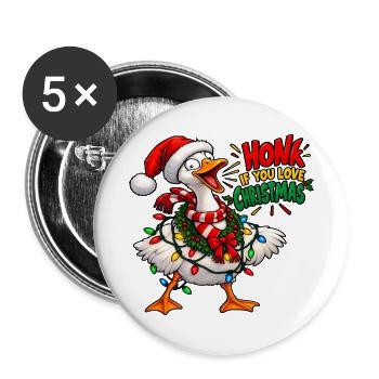 Schreiende Gans – Weihnachtshumor - Buttons groß 56 mm (5er Pack) - Weiß - Vorne