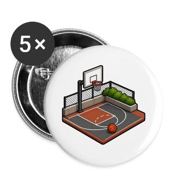Basketball Court Korb Isometrisch Sport T-Shirt - Buttons groß 56 mm (5er Pack) - Weiß - Vorne