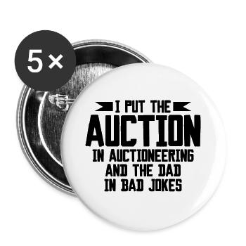 Auktion Auktionator Humor - Buttons groß 56 mm (5er Pack) - Weiß - Vorne
