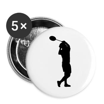 Badminton Spieler Silhouette - Buttons groß 56 mm (5er Pack) - Weiß - Vorne
