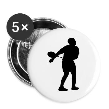 Badminton Spieler - Buttons groß 56 mm (5er Pack) - Weiß - Vorne