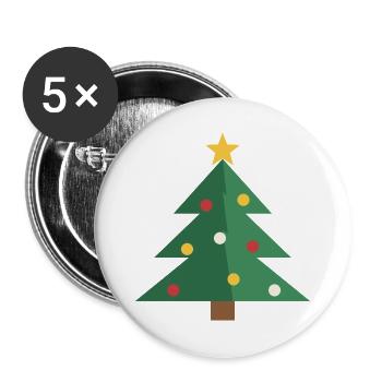 Tannenbaum minimalistisch - Weihnachtsbaum Motiv - Buttons groß 56 mm (5er Pack) - Weiß - Vorne