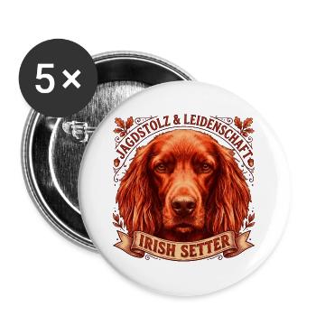 Irish Setter: Stolz und Leidenschaft - Buttons groß 56 mm (5er Pack) - Weiß - Vorne
