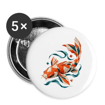 Origami Koi aus Papier - Buttons groß 56 mm (5er Pack) - Weiß - Vorne