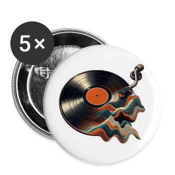 Vinyl Schallplatte - Buttons groß 56 mm (5er Pack) - Weiß - Vorne