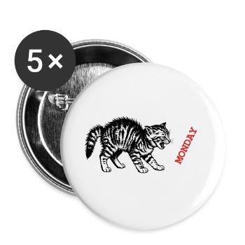 Anti Monday Kitten - Buttons groß 56 mm (5er Pack) - Weiß - Vorne
