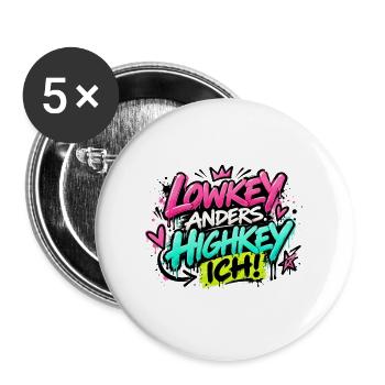 Lowkey Anders Highkey Ich Graffiti - Buttons groß 56 mm (5er Pack) - Weiß - Vorne
