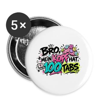 Bro Kopf 100 Tabs Graffiti - Buttons groß 56 mm (5er Pack) - Weiß - Vorne