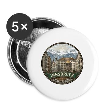 Innsbruck Austria Reiseabzeichen Golddachgeschenk - Buttons groß 56 mm (5er Pack) - Weiß - Vorne