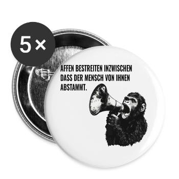 Affen bestreiten die menschliche Abstammung - Buttons groß 56 mm (5er Pack) - Weiß - Vorne