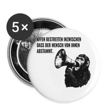 Affen und die menschliche Abstammung - Buttons groß 56 mm (5er Pack) - Weiß - Vorne