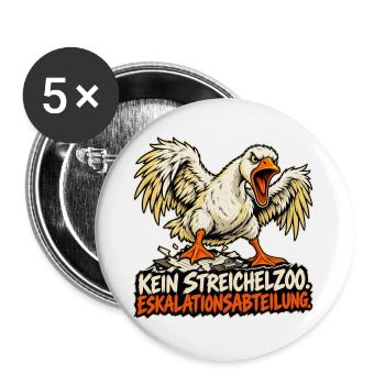 Gans aus der Eskalationsabteilung - Buttons groß 56 mm (5er Pack) - Weiß - Vorne