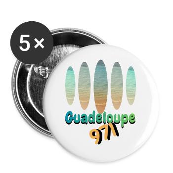 Guadeloupe 971 Strand- und Urlaubsfarben - Buttons groß 56 mm (5er Pack) - Weiß - Vorne