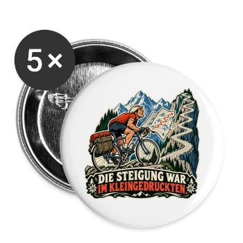 Steigung im Kleingedruckten - Buttons groß 56 mm (5er Pack) - Weiß - Vorne