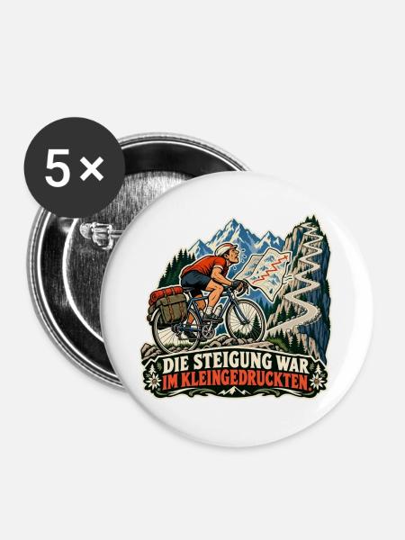 Steigung im Kleingedruckten - Buttons groß 56 mm (5er Pack) - Weiß