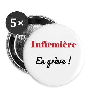 KRANKENSCHWESTER. STREIK. DEMONSTRATION. ARBEIT. HUMOR. - Buttons groß 56 mm (5er Pack) - Weiß - Vorne