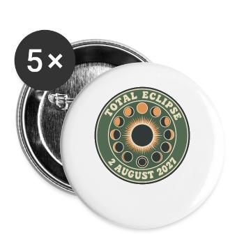 Totale Sonnenfinsternis 2. August 2027 Mondphasen - Buttons groß 56 mm (5er Pack) - Weiß - Vorne