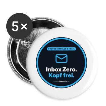 Inbox Zero. Kopf Frei. Büro Shirt - Buttons groß 56 mm (5er Pack) - Weiß - Vorne