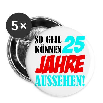 25 Jahre Aussehen – Retro Comic Stil - Buttons groß 56 mm (5er Pack) - Weiß - Vorne