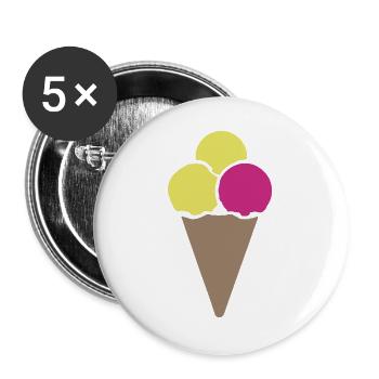 Pastell Eistüte Dreier Scoop - Buttons groß 56 mm (5er Pack) - Weiß - Vorne