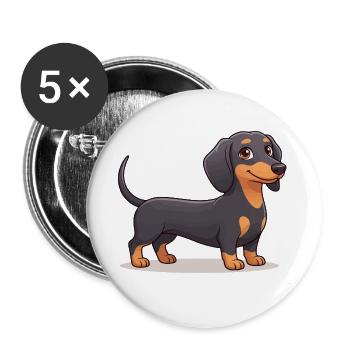 Süßes Dackel-Welpen-Weiner-Hundeliebhaber-Grafik-T-Shirt - Buttons groß 56 mm (5er Pack) - Weiß - Vorne