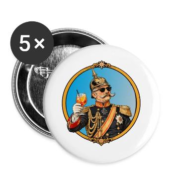 Kaiser Wilhelm mit Sonnenbrille und Cocktail - Buttons groß 56 mm (5er Pack) - Weiß - Vorne
