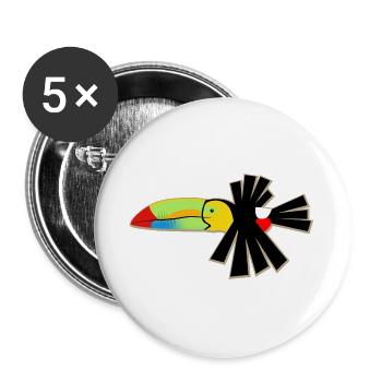 Schrulliger Kielschnabel-Tukan - Buttons groß 56 mm (5er Pack) - Weiß - Vorne