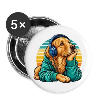 Golden Retriever Hundemama süße Haustierliebhaberin - Buttons groß 56 mm (5er Pack) - Weiß - Vorne