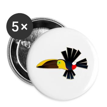 Schrulliger Fukan-Fukan-Kastanien-Mandibel-Toukan - Buttons groß 56 mm (5er Pack) - Weiß - Vorne
